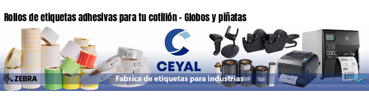 Rollos de etiquetas adhesivas para tu cotillón - Globos y piñatas