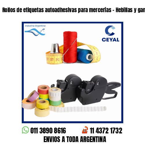 Rollos de etiquetas autoadhesivas para mercerías – Hebillas y ganchos
