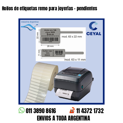 Rollos de etiquetas remo para joyerías – pendientes