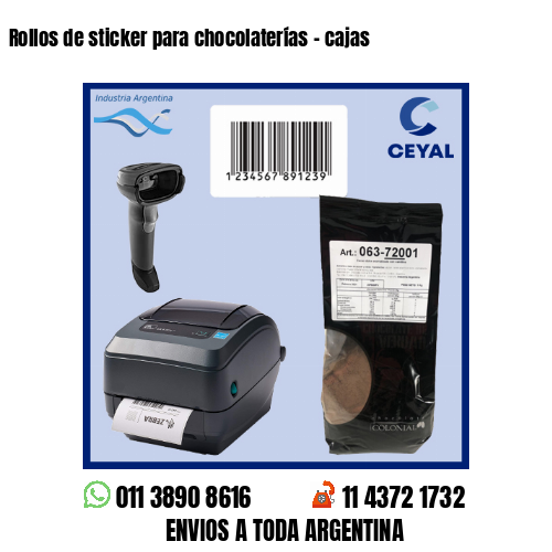Rollos de sticker para chocolaterías – cajas