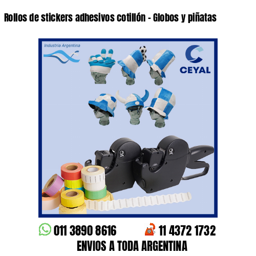 Rollos de stickers adhesivos cotillón – Globos y piñatas