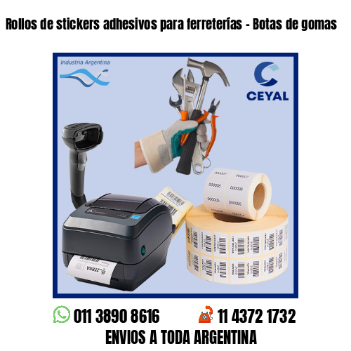 Rollos de stickers adhesivos para ferreterías – Botas de gomas