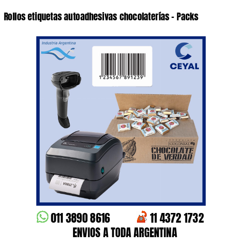 Rollos etiquetas autoadhesivas chocolaterías – Packs