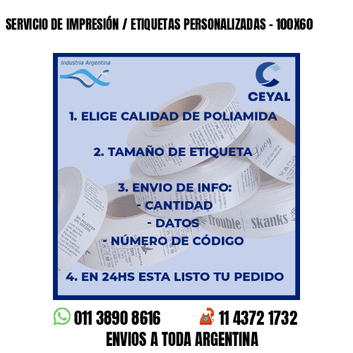 SERVICIO DE IMPRESIÓN / ETIQUETAS PERSONALIZADAS – 100X60