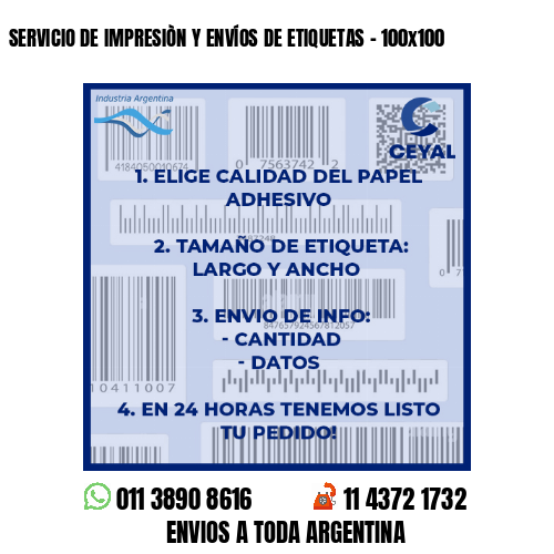 SERVICIO DE IMPRESIÒN Y ENVÍOS DE ETIQUETAS – 100×100