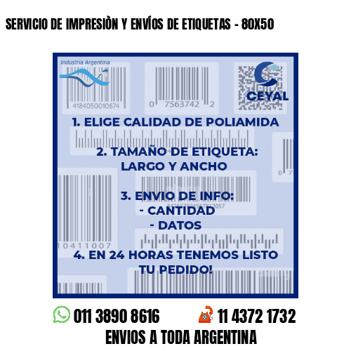 SERVICIO DE IMPRESIÒN Y ENVÍOS DE ETIQUETAS – 80X50