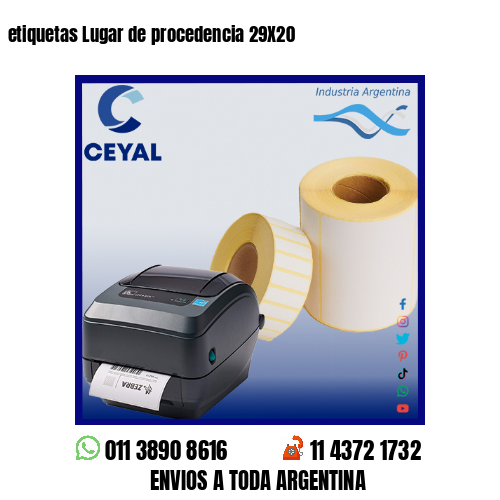 etiquetas Lugar de procedencia 29X20