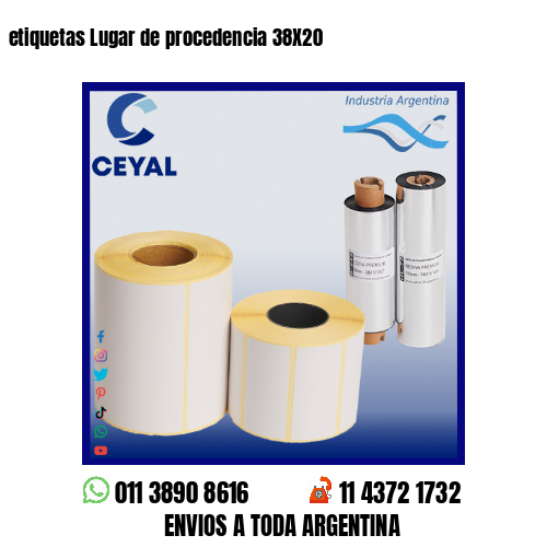 etiquetas Lugar de procedencia 38X20