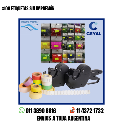 x100 ETIQUETAS SIN IMPRESIÓN