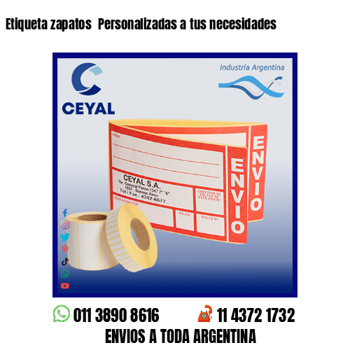 Etiqueta zapatos  Personalizadas a tus necesidades
