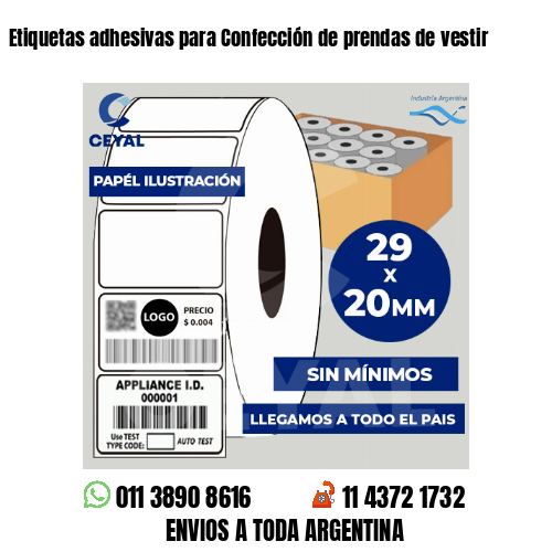 Etiquetas adhesivas para Confección de prendas de vestir