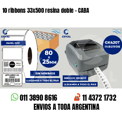 10 ribbons 33x500 resina doble - CABA