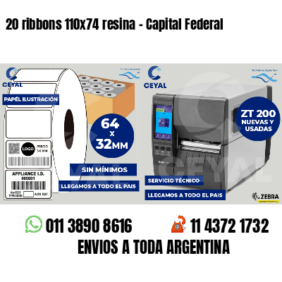 20 ribbons 110x74 resina - Capital Federal