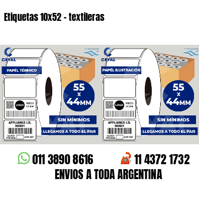 Etiquetas 10x52 - textileras