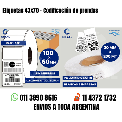 Etiquetas 43x70 - Codificación de prendas