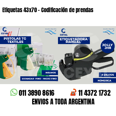 Etiquetas 43x70 - Codificación de prendas