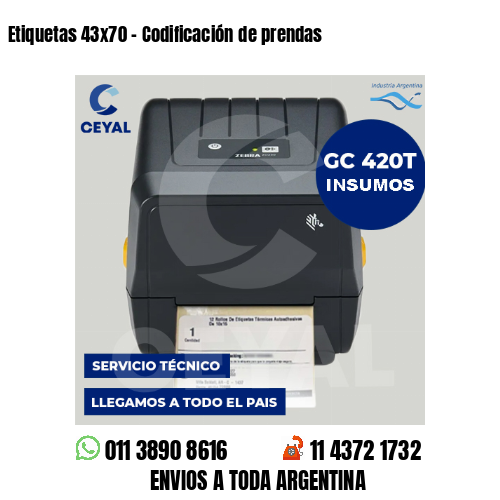 Etiquetas 43×70 – Codificación de prendas