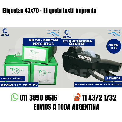 Etiquetas 43x70 - Etiqueta textil imprenta
