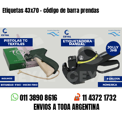 Etiquetas 43x70 - código de barra prendas