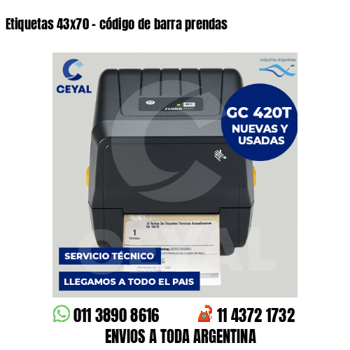 Etiquetas 43×70 – código de barra prendas