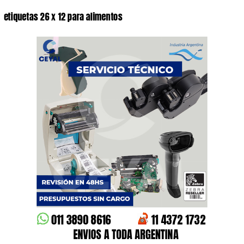 etiquetas 26 x 12 para alimentos
