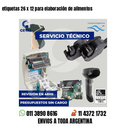 etiquetas 26 x 12 para elaboración de alimentos
