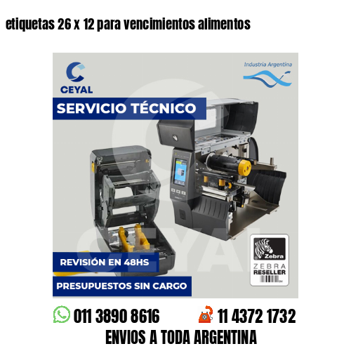etiquetas 26 x 12 para vencimientos alimentos