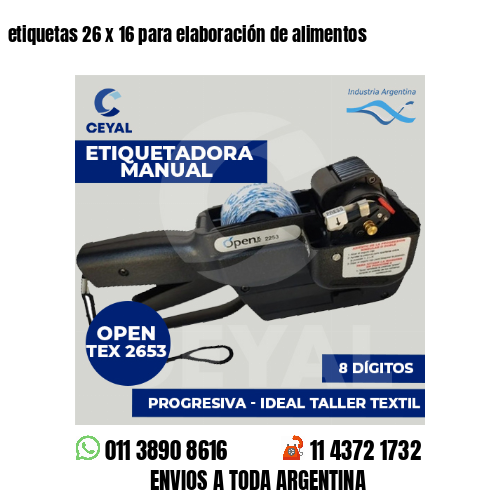 etiquetas 26 x 16 para elaboración de alimentos