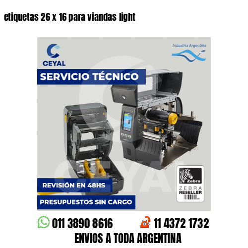 etiquetas 26 x 16 para viandas light 