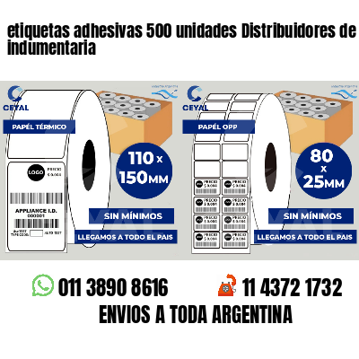 etiquetas adhesivas 500 unidades Distribuidores de indumentaria