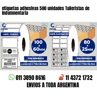 etiquetas adhesivas 500 unidades Talleristas de indumnentaria