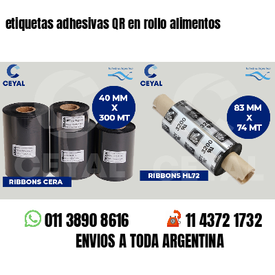 etiquetas adhesivas QR en rollo alimentos