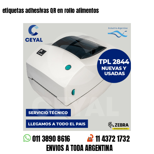 etiquetas adhesivas QR en rollo alimentos
