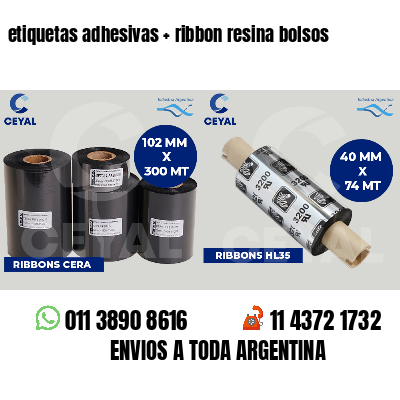 etiquetas adhesivas   ribbon resina bolsos