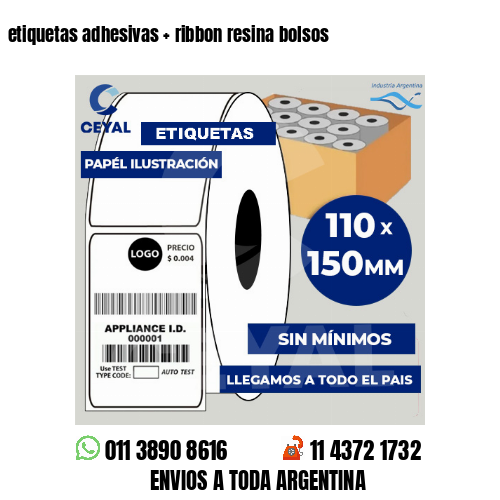 etiquetas adhesivas   ribbon resina bolsos