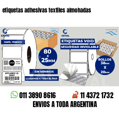 etiquetas adhesivas textiles almohadas