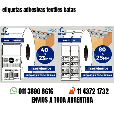 etiquetas adhesivas textiles batas