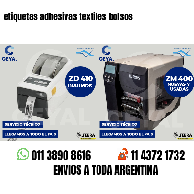 etiquetas adhesivas textiles bolsos