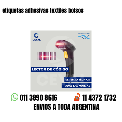 etiquetas adhesivas textiles bolsos
