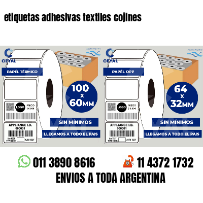 etiquetas adhesivas textiles cojines