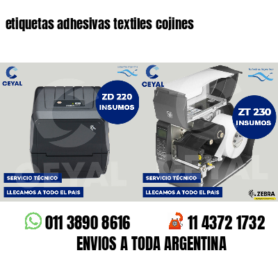 etiquetas adhesivas textiles cojines