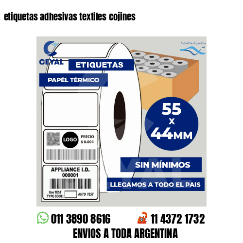 etiquetas adhesivas textiles cojines
