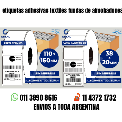 etiquetas adhesivas textiles fundas de almohadones