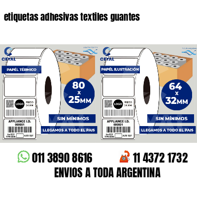 etiquetas adhesivas textiles guantes