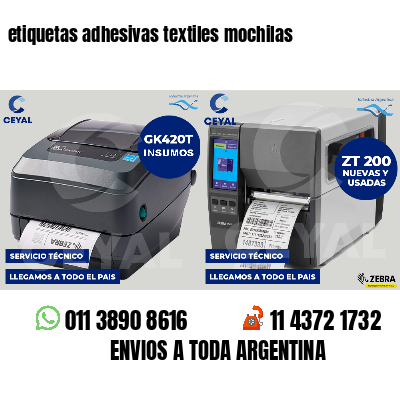 etiquetas adhesivas textiles mochilas