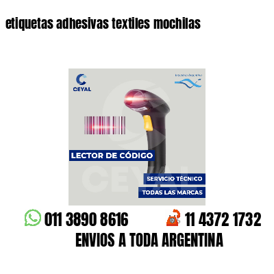 etiquetas adhesivas textiles mochilas