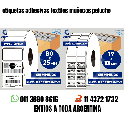 etiquetas adhesivas textiles muñecos peluche