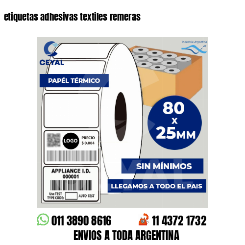 etiquetas adhesivas textiles remeras