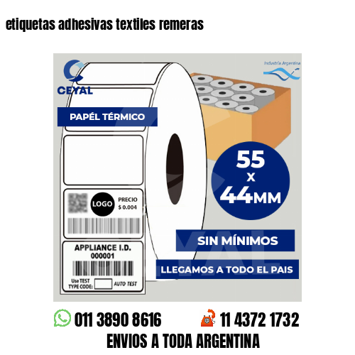 etiquetas adhesivas textiles remeras