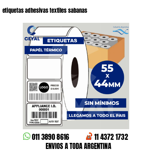 etiquetas adhesivas textiles sabanas